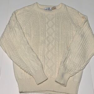 Club Room Cream Cable Knit Crewneck Sweater
